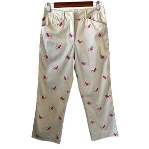 Lilly Pulitzer Embroidered Monkey Crop Pants Size 2
